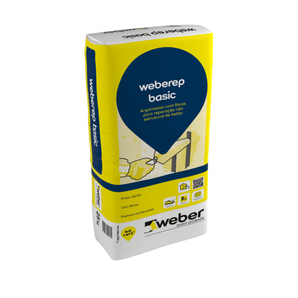 Weberep Basic - argamassa para reparação não estrutural de betão - R2 (EN1504-3) - saco 25 Kg