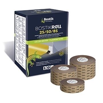Bostik Roll 50 - Fita Adesiva dupla face com rede de reforço - rolo 50 mm x 50 m - CAIXA de 5 rolos